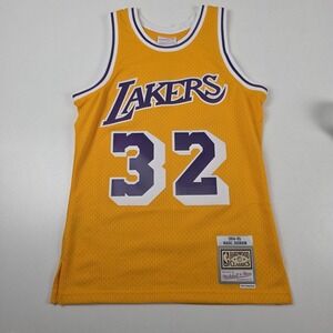 Los Angeles Lakers Jersey Mens 42 Yellow NBA Magic Johnson 32 Mitchell & Ness